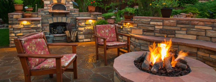 amazing backyard with pizza oven and fire pit